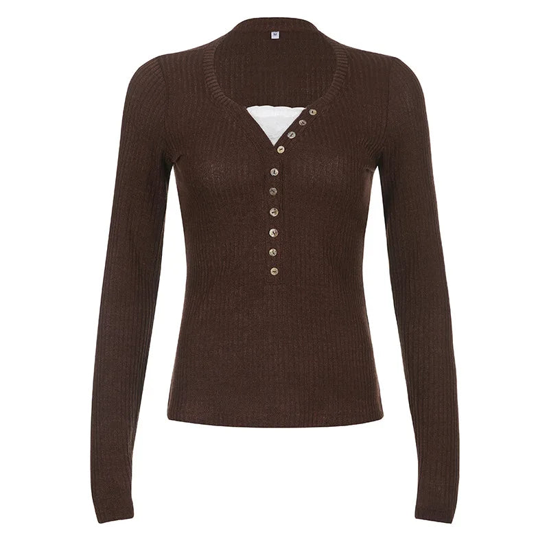 Slim Fit Langermet Strikket Topp