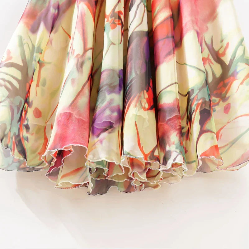 Langt maxiskjørt med vintage blomstermønster