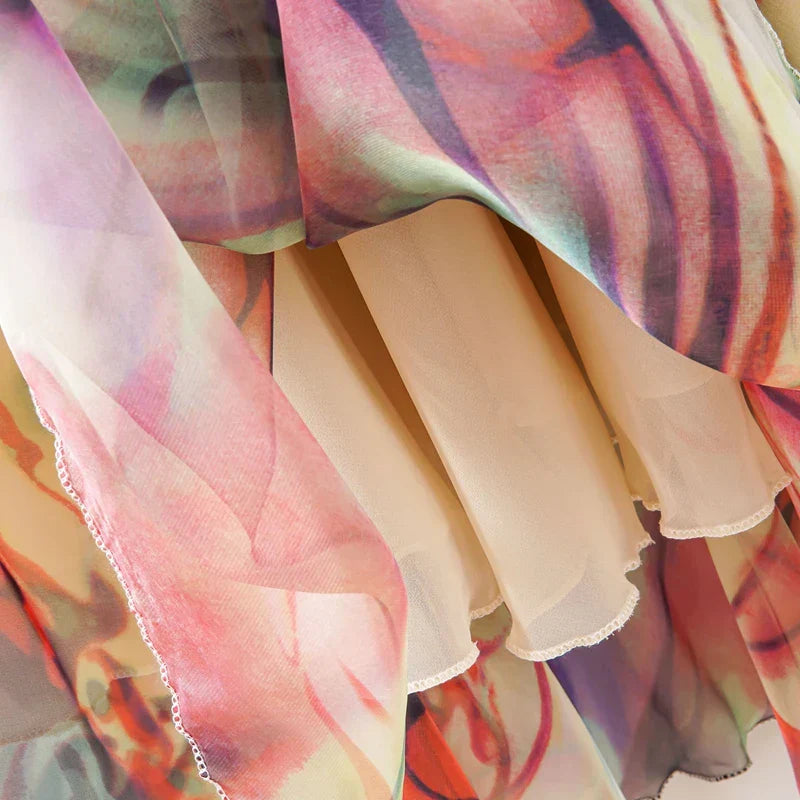 Langt maxiskjørt med vintage blomstermønster