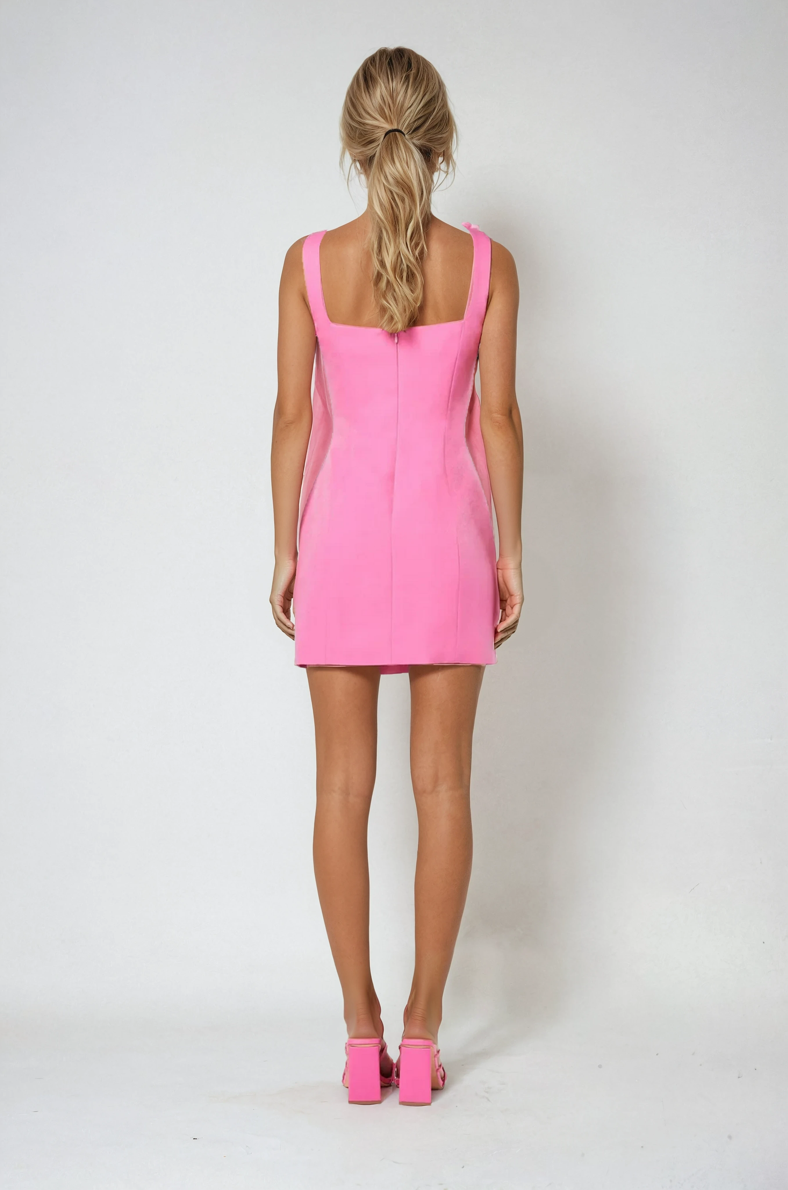 Rosa Blomster Applikert Sommer Cocktail Mini Kjole