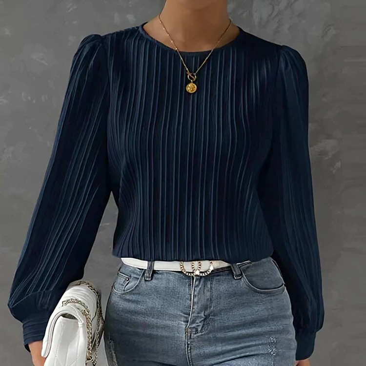 Elegant langermet løs puffbluse for kvinner