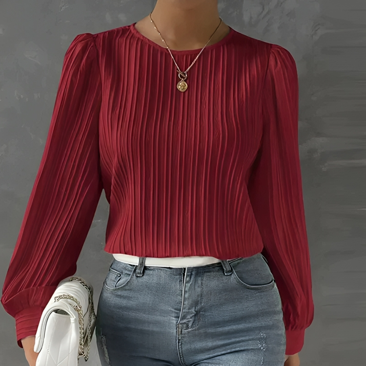 Elegant langermet løs puffbluse for kvinner