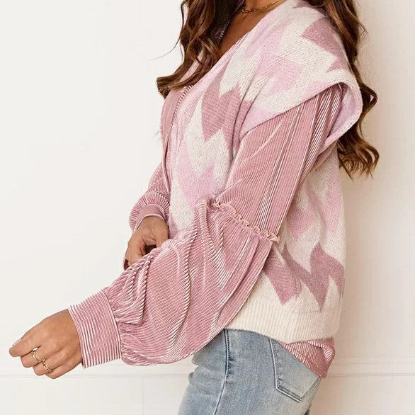 Elegant satengbluse med V-utringning