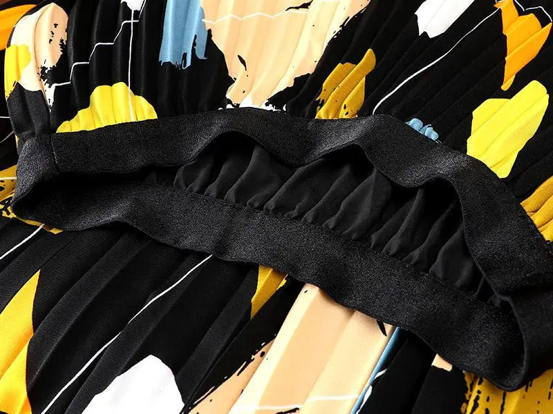 Fargerik midikjole i chiffon