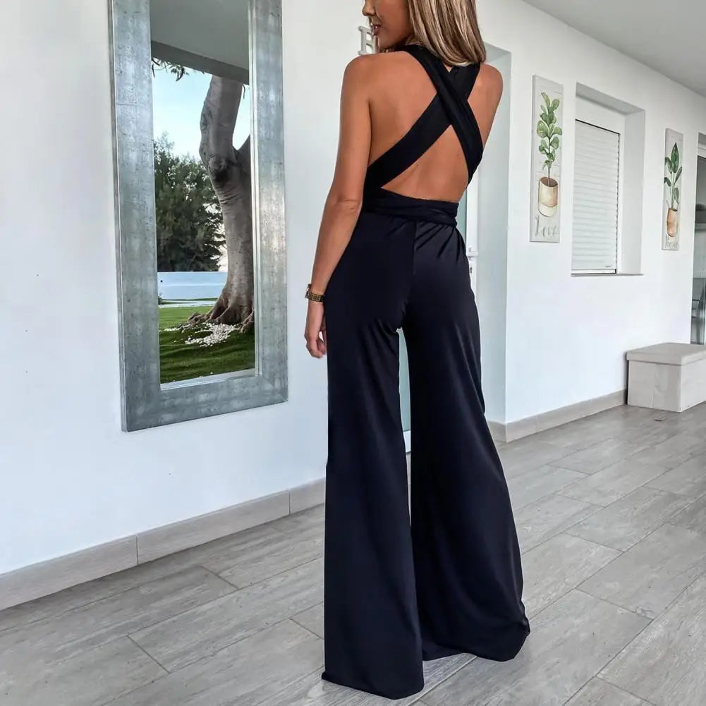 Elegant jumpsuit med korsrygg