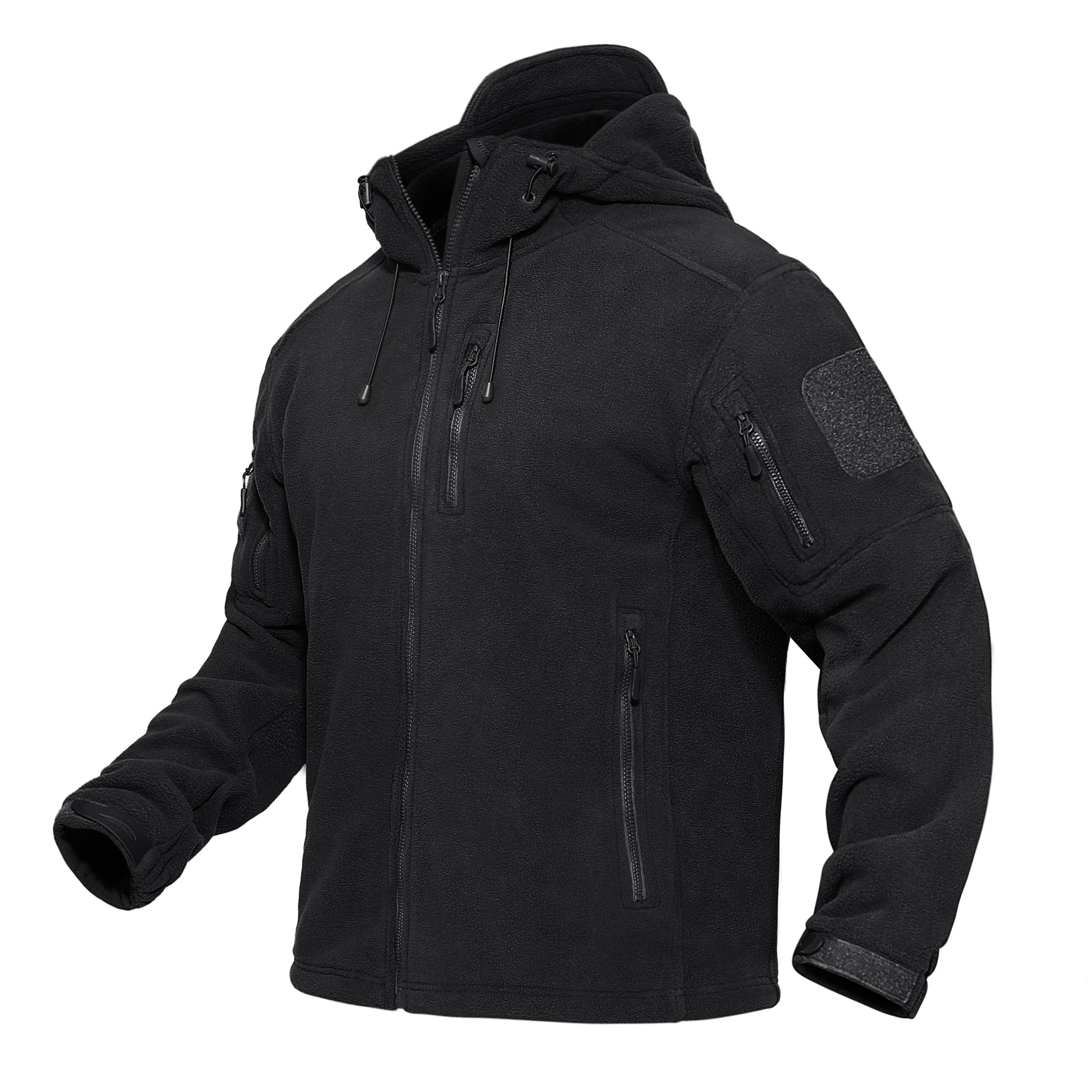 Herre Fleecejakke med Hette – Varm & Vindbeskyttende | Full-Zip Ytterjakke til Vår & Vinter