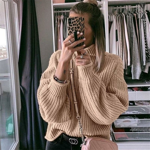 Strikkede vintergensere for kvinner Pullover