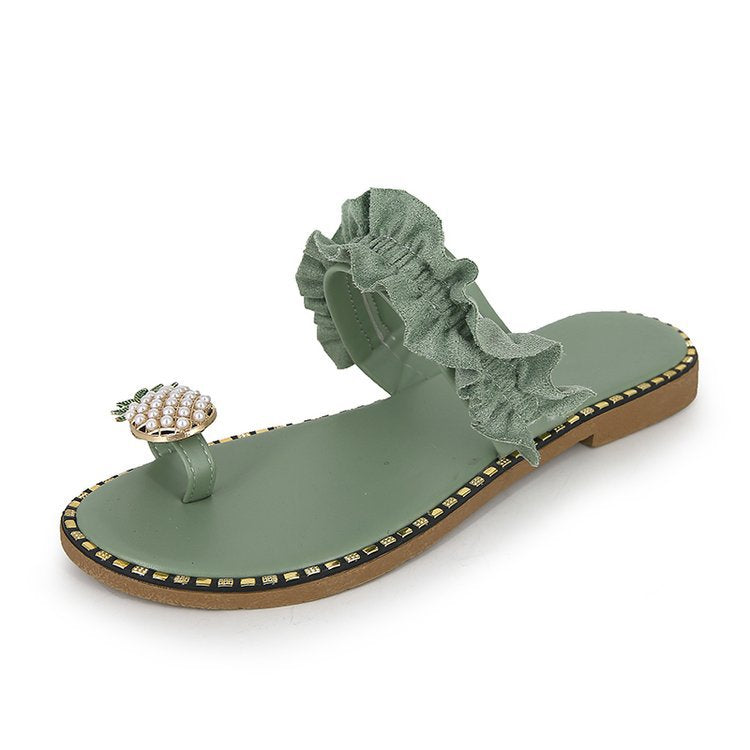 Sandaler med volanger og ananasdetaljer