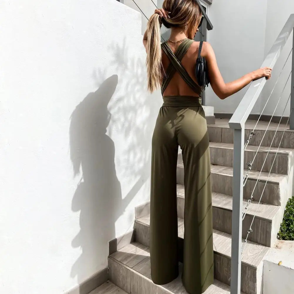 Elegant jumpsuit med korsrygg