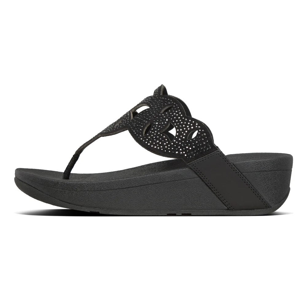 Flip-Flops med tykk såle laget av ekte skinn