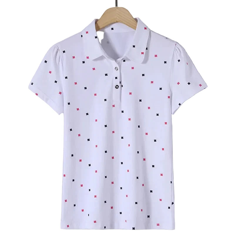Kortermet Bomullsskjorte til Dame – Slim Fit Sommertopp med Print