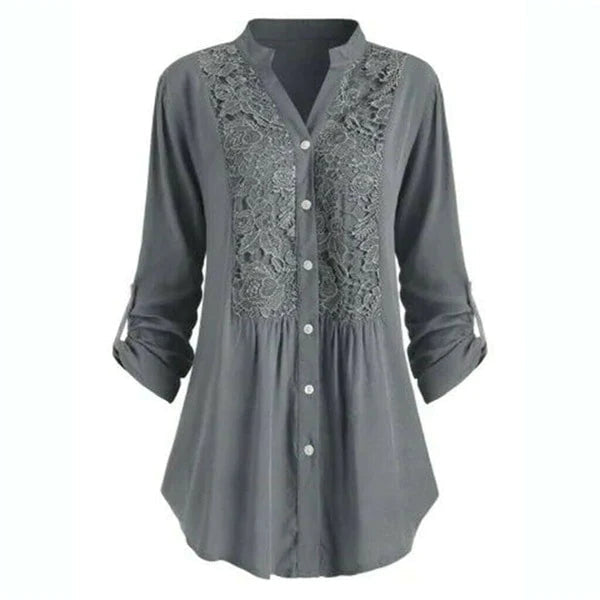 Lang bluse med puffermer for kvinner