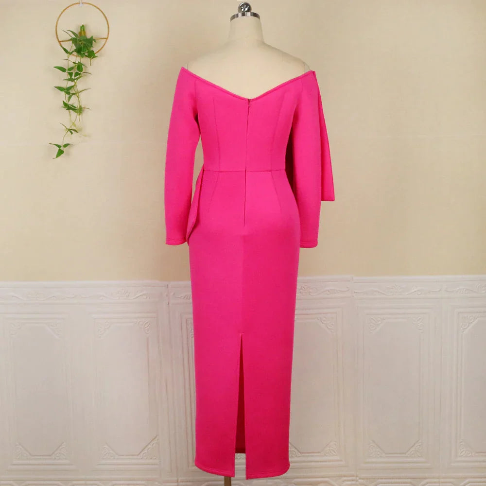 Elegant midikjole med off-the-shoulder-snitt