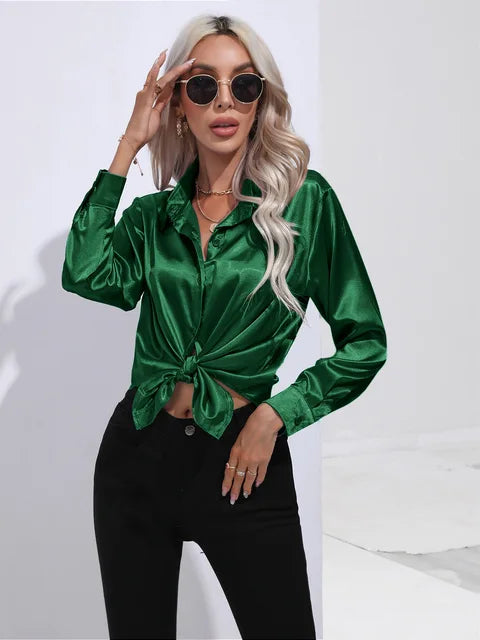 Elegant bluse i sateng