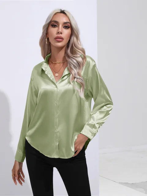 Elegant bluse i sateng