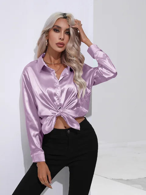 Elegant bluse i sateng