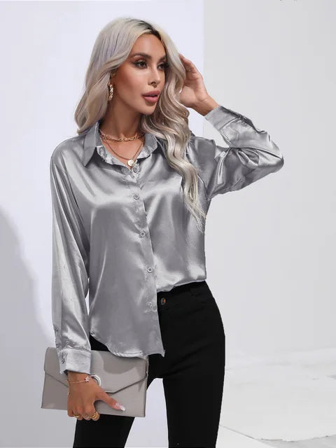 Elegant bluse i sateng