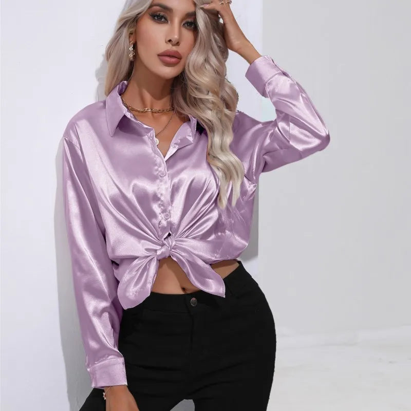 Elegant bluse i sateng