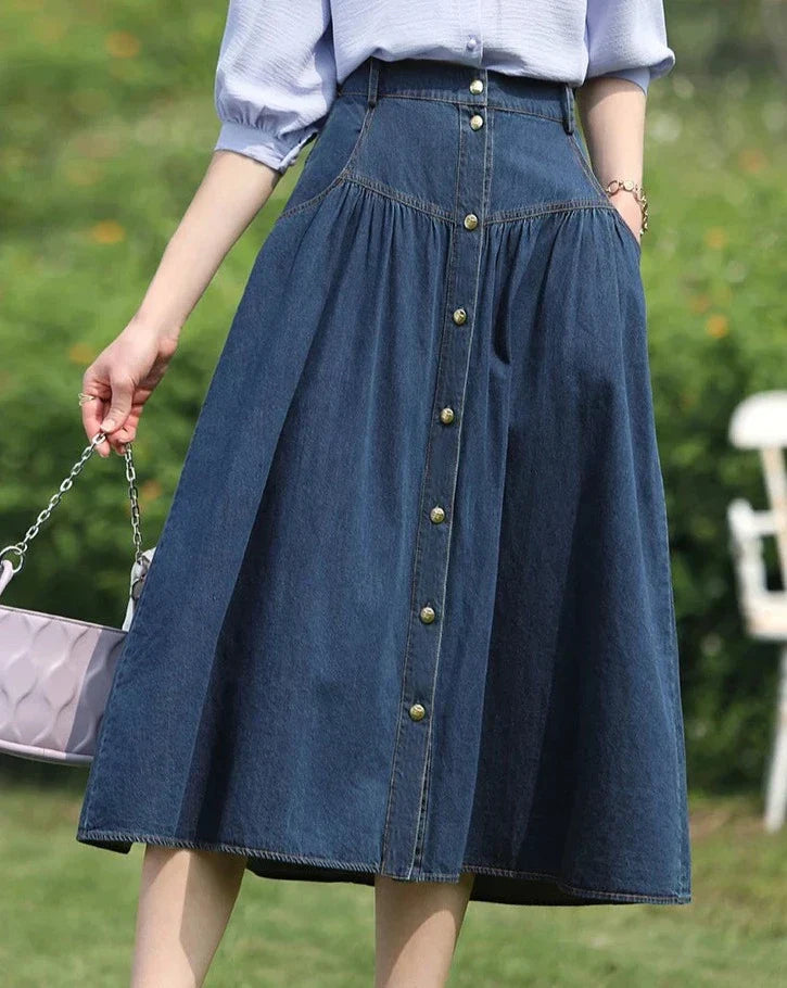 Retro skjørt i blå denim