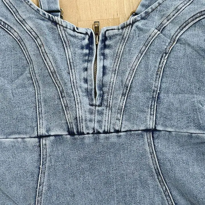 Justerbar stroppeløs denimkjole