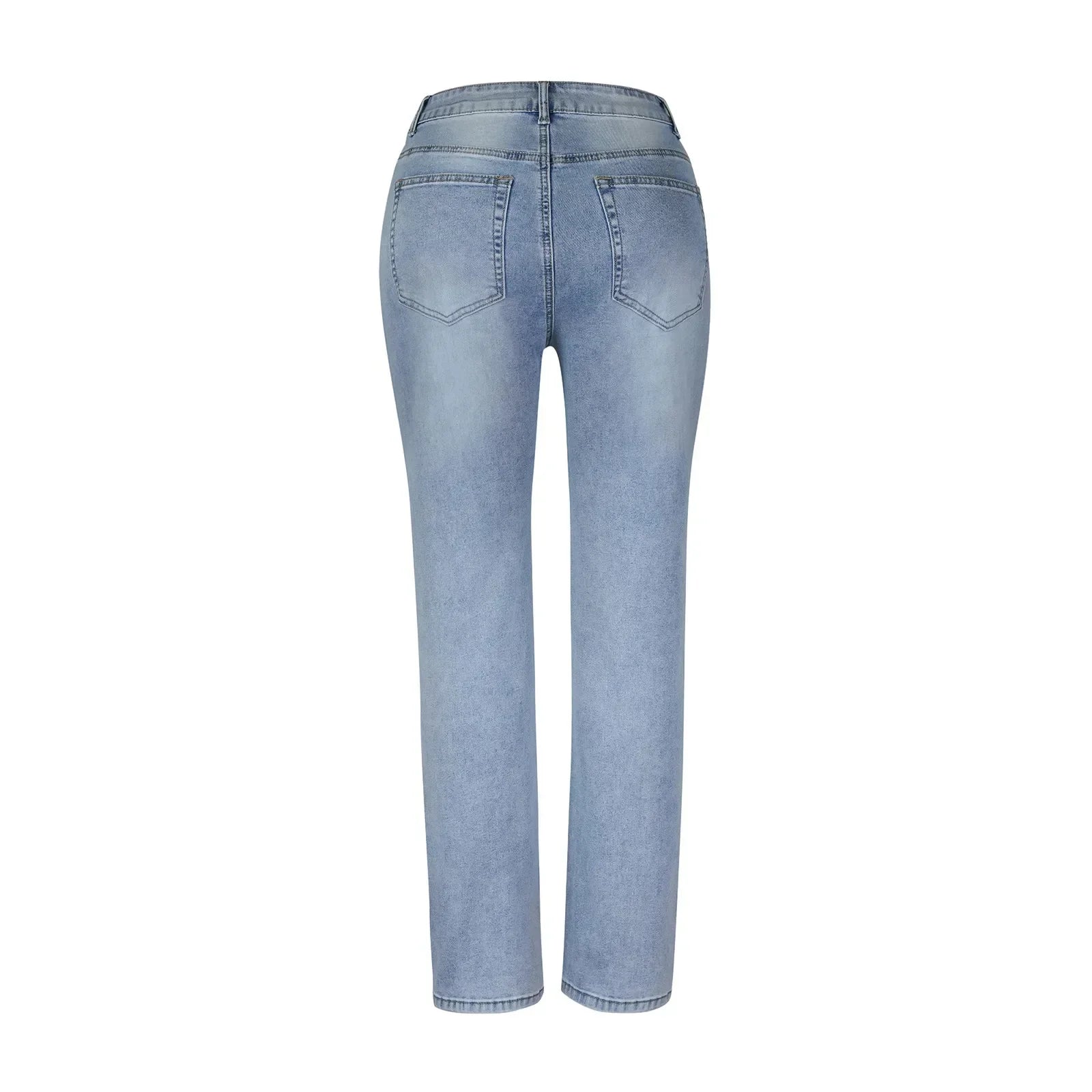 Jeans med høy midje og slitte detaljer