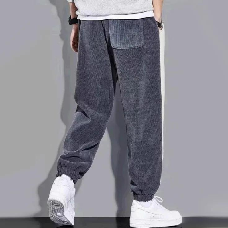 Joggers i vintage kordfløyel med kontrastfargede striper