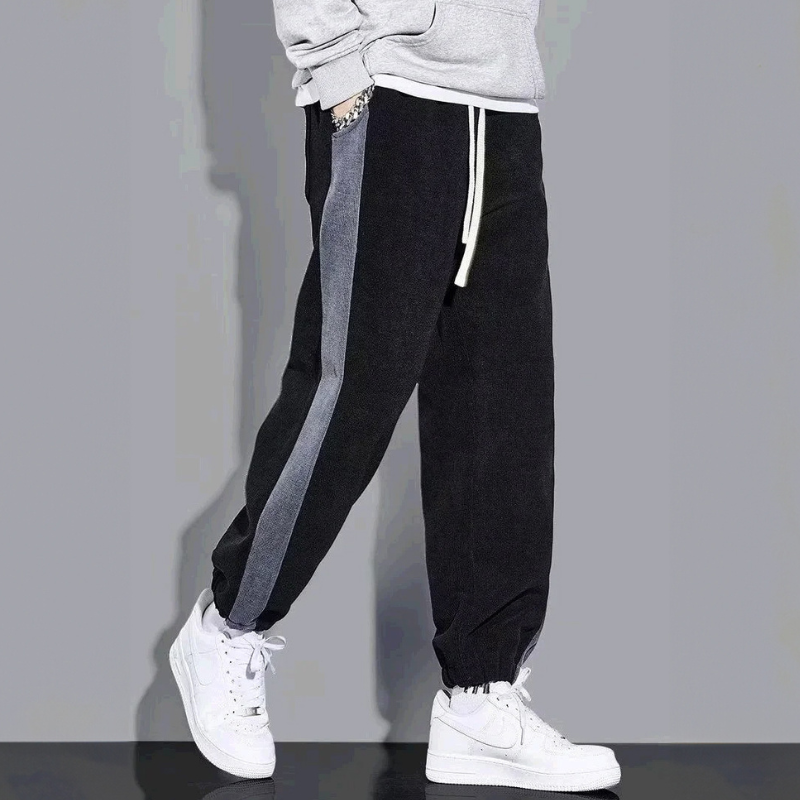 Joggers i vintage kordfløyel med kontrastfargede striper