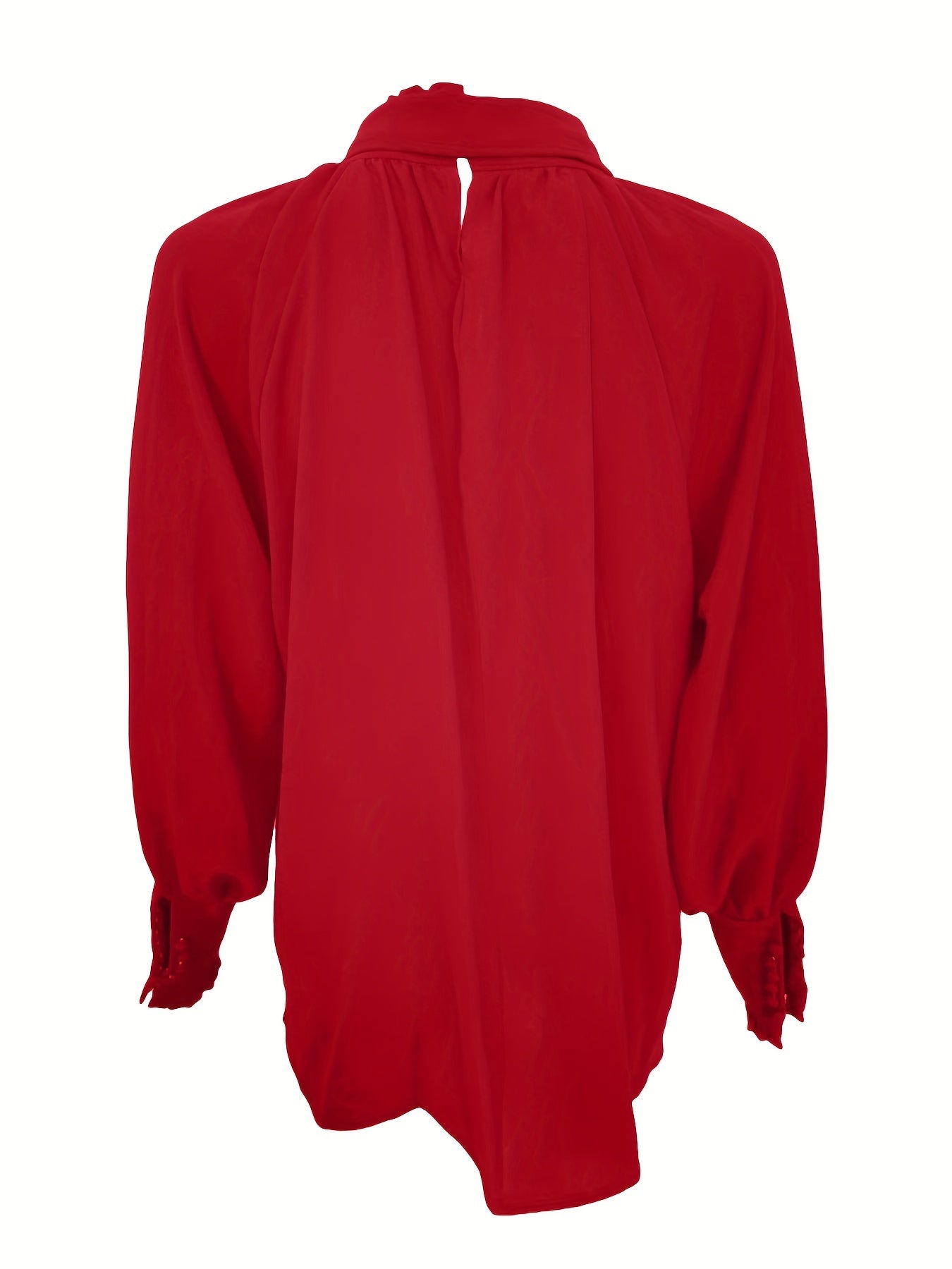 Bluse med lange ermer og knytning i halsen
