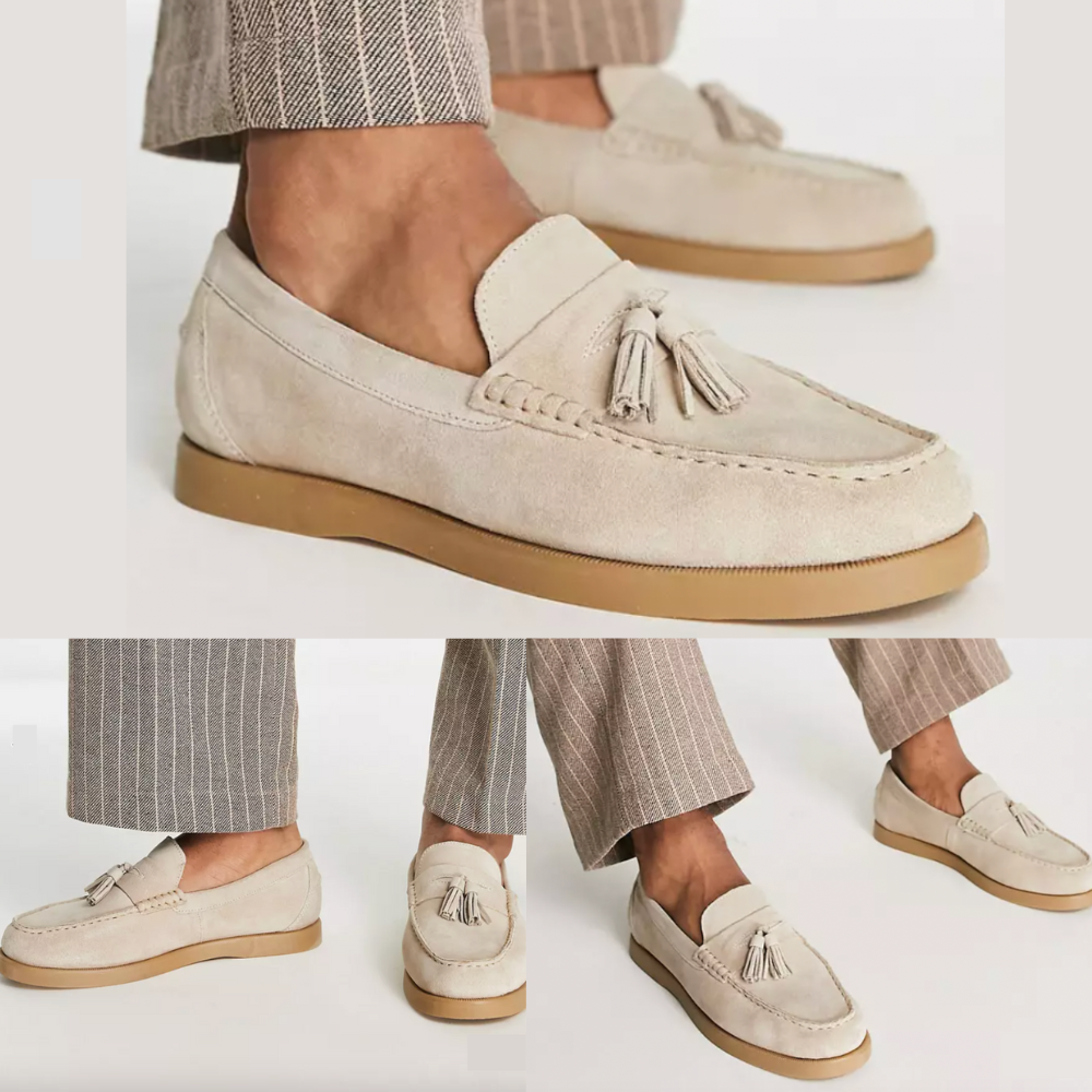 Klassiske loafers i semsket skinn for menn