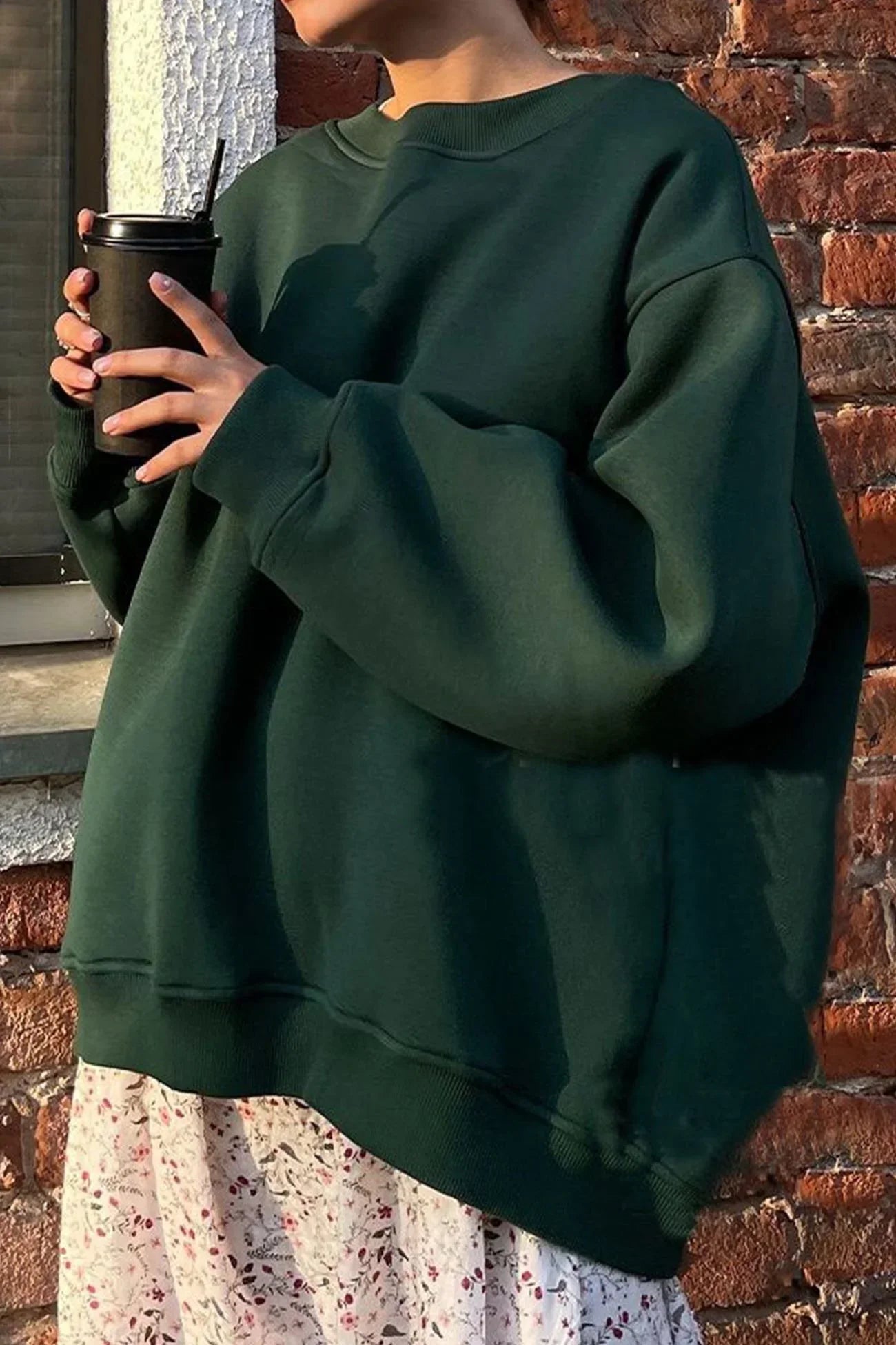 Kvinne Oversized sweatshirt med rund hals
