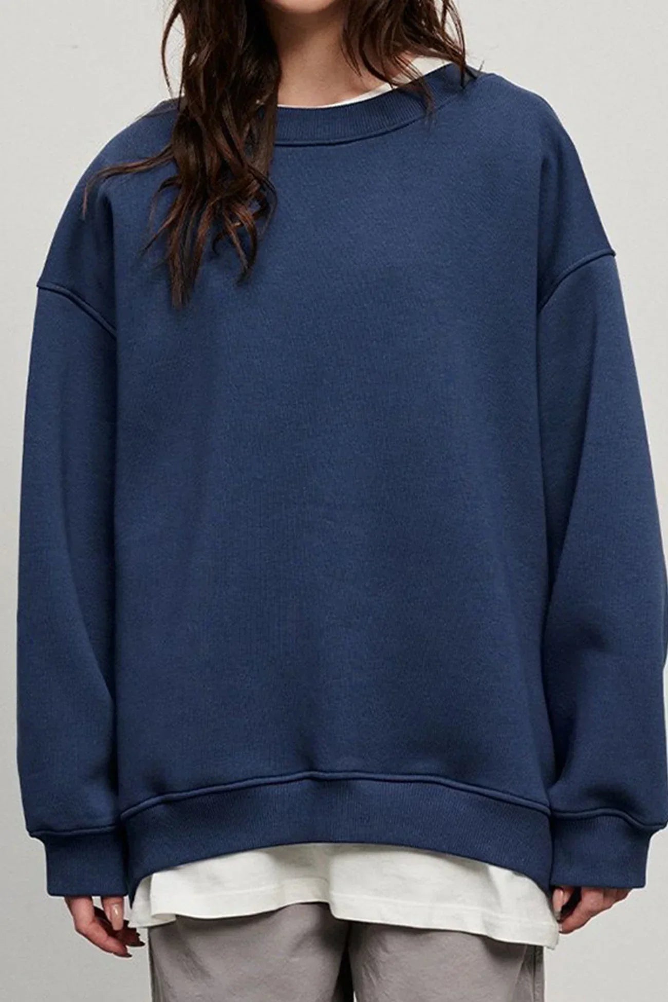 Kvinne Oversized sweatshirt med rund hals