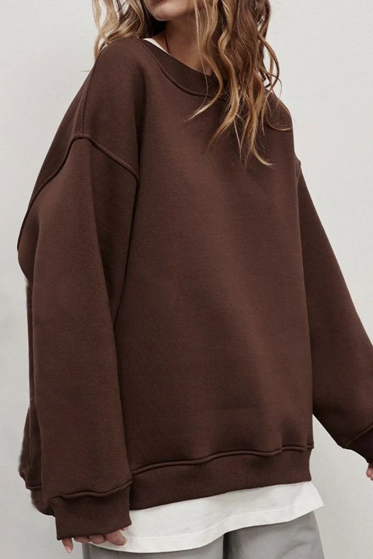 Kvinne Oversized sweatshirt med rund hals