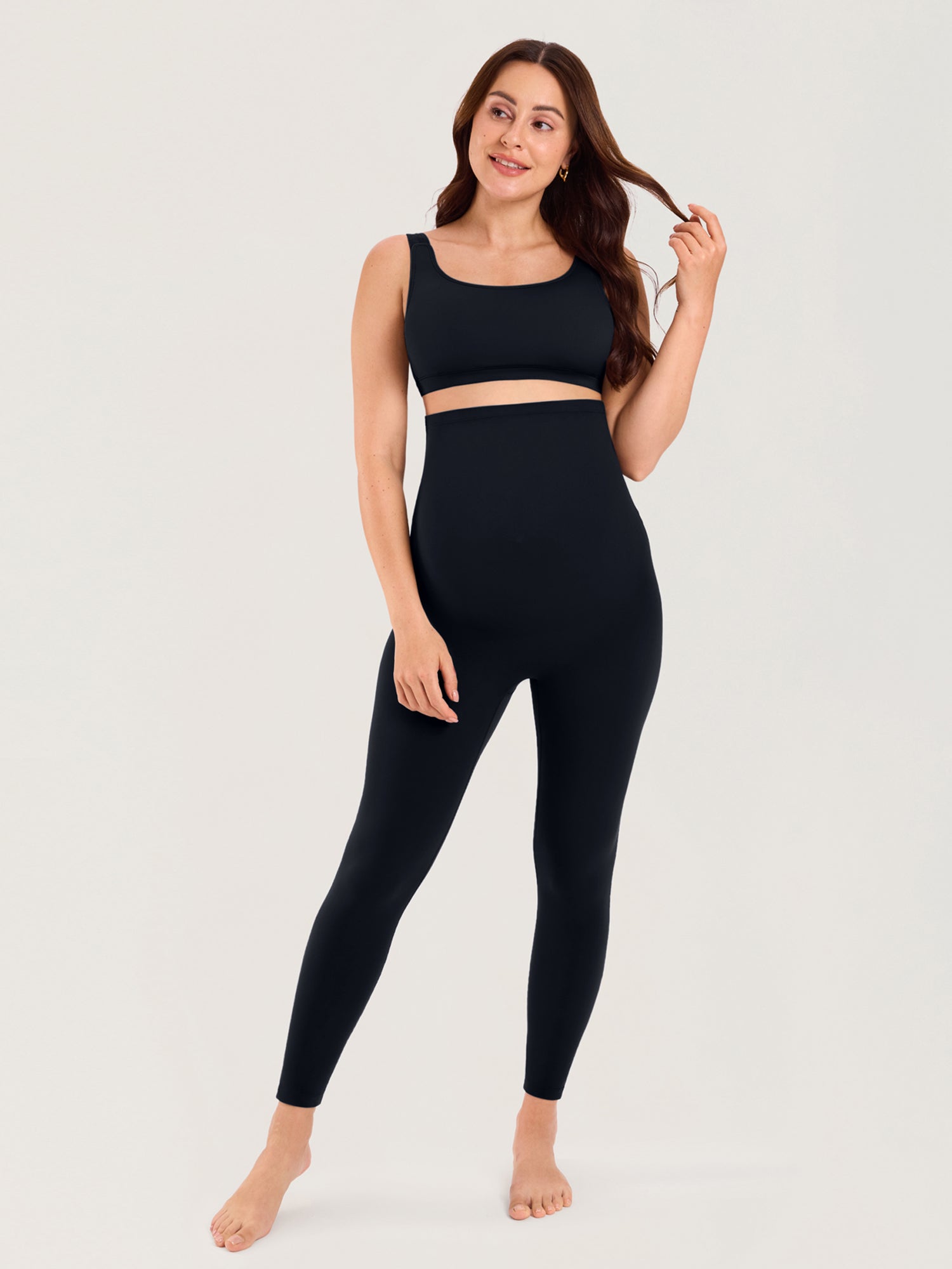 Gravidtights med sømløs front – Natrelax® leggings med høyt liv, 64 cm