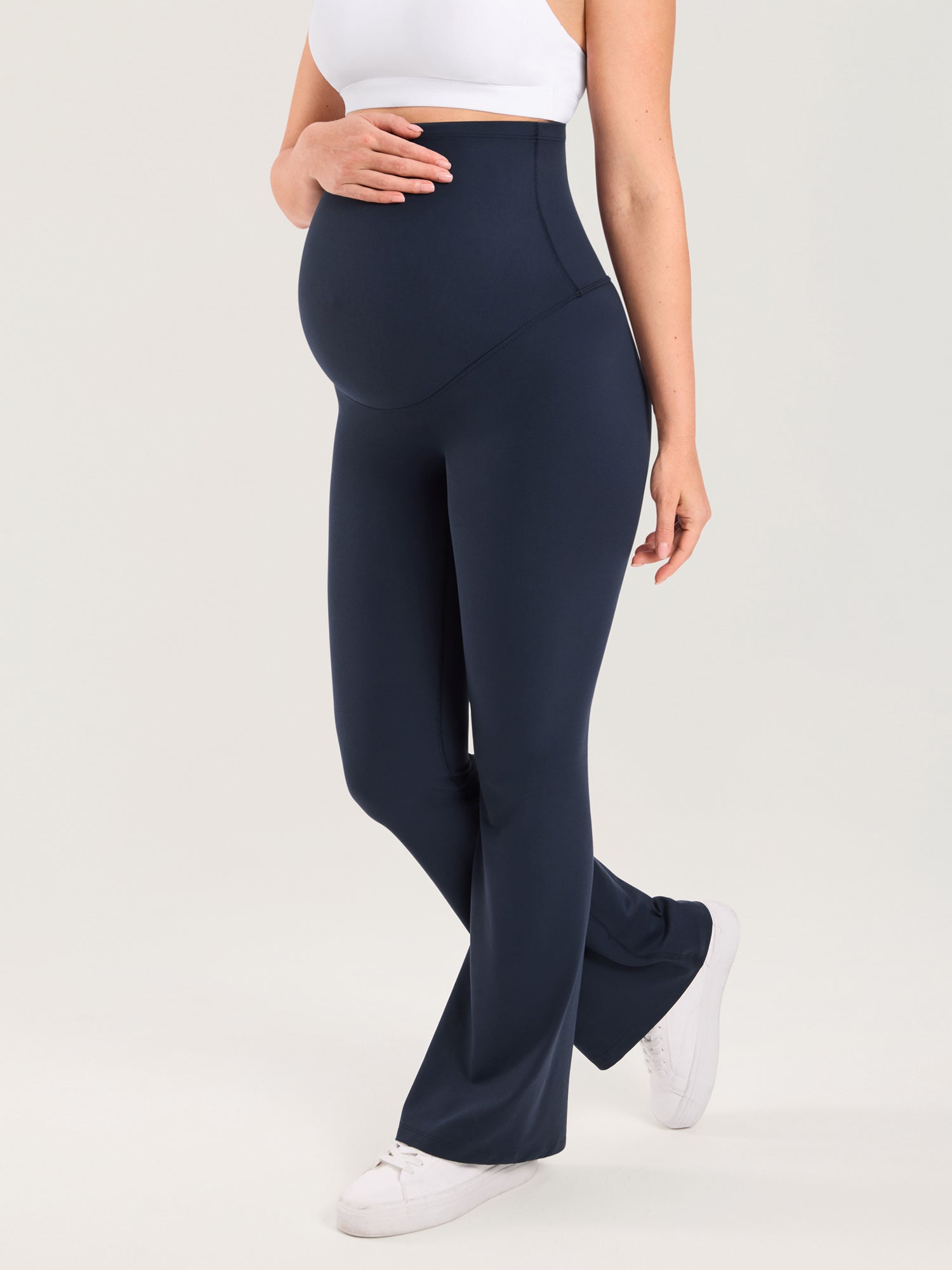 Utsvingte gravidtights uten søm foran – Natrelax® flare leggings, 80 cm