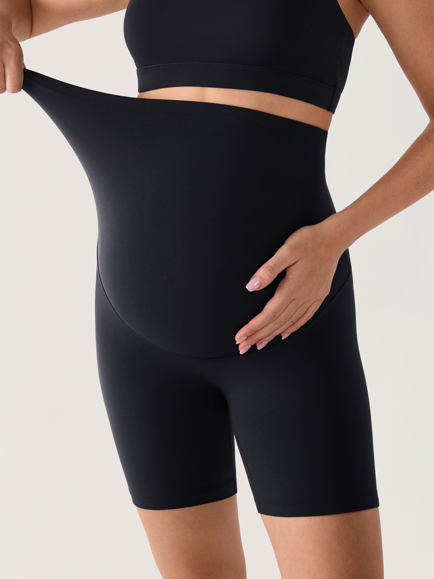 Gravidshorts uten søm foran – Natrelax® shorts med høyt liv, 15 cm