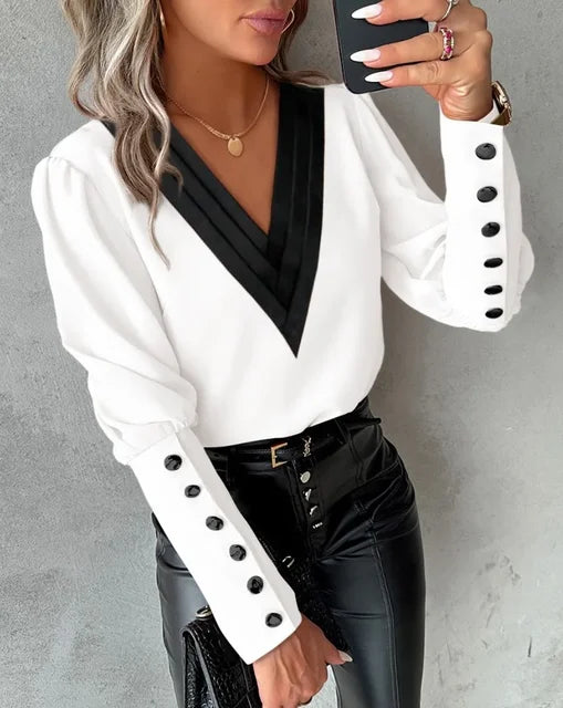 Elegant bluse med V-utringning