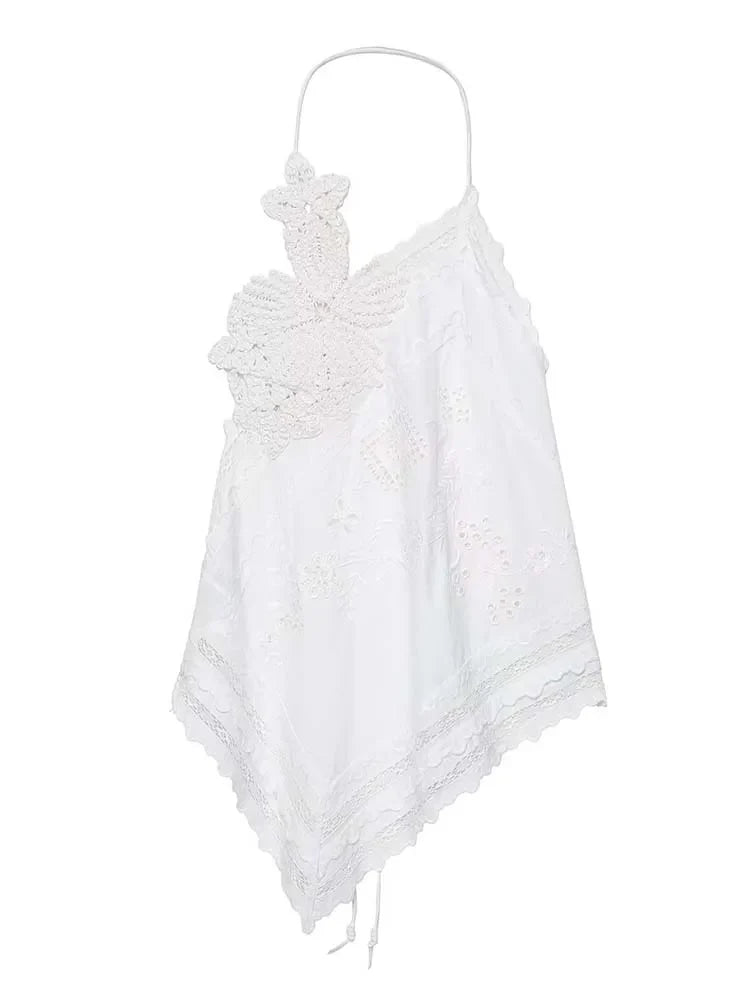 Blonde Halter Top – Feminint Sommer Statement Top for Kvinner