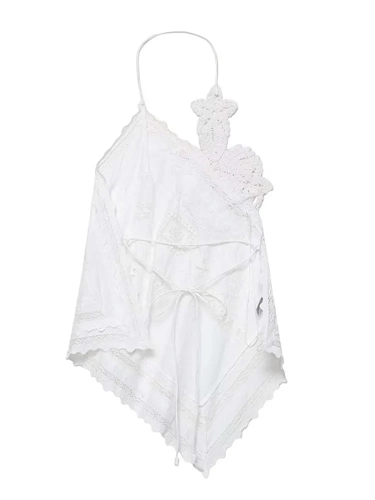 Blonde Halter Top – Feminint Sommer Statement Top for Kvinner