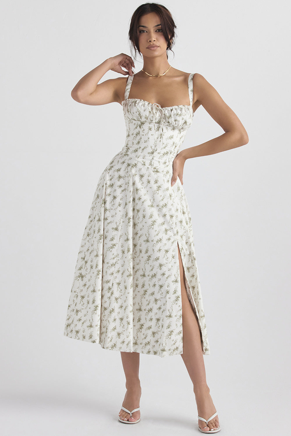 Dame mote seler Sommerblomst trykk Elegante Store Kjoler