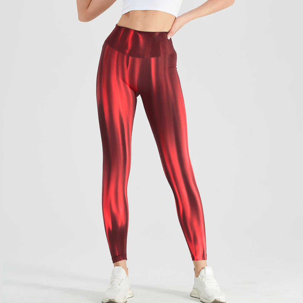 Performance-leggings med høy midje og sømløst bølgemønster