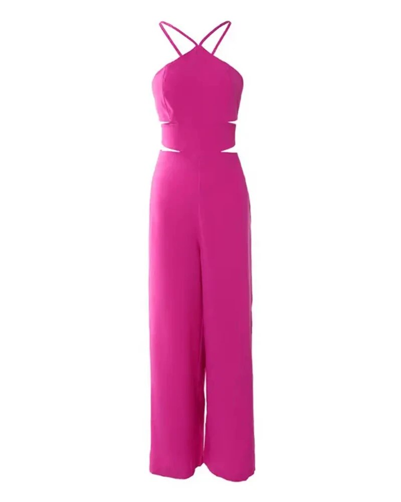 Ryggløs jumpsuit med sidesliss for kvinner
