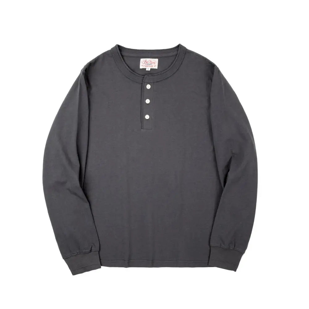 Klassisk Henley Langermet T-skjorte for Menn – 100 % Bomull | Komfortabel Høstgenser Perfekt til Lag-på-Lag