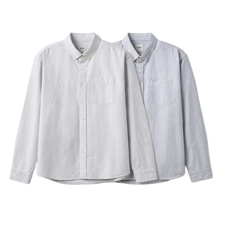 Klassisk Stripet Skjorte for Menn – Oversized Oxford Skjorte i 100 % Bomull | Smart Casual Stil til Høst og Vinter 2025