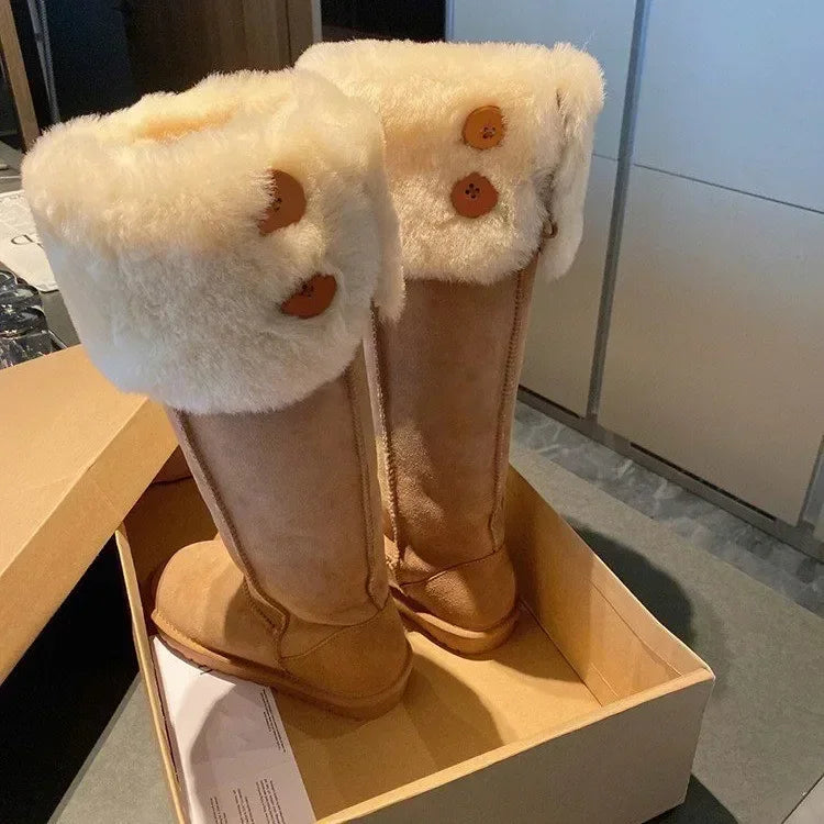 Elegante vinterstøvler i semsket skinn med plysjfôr