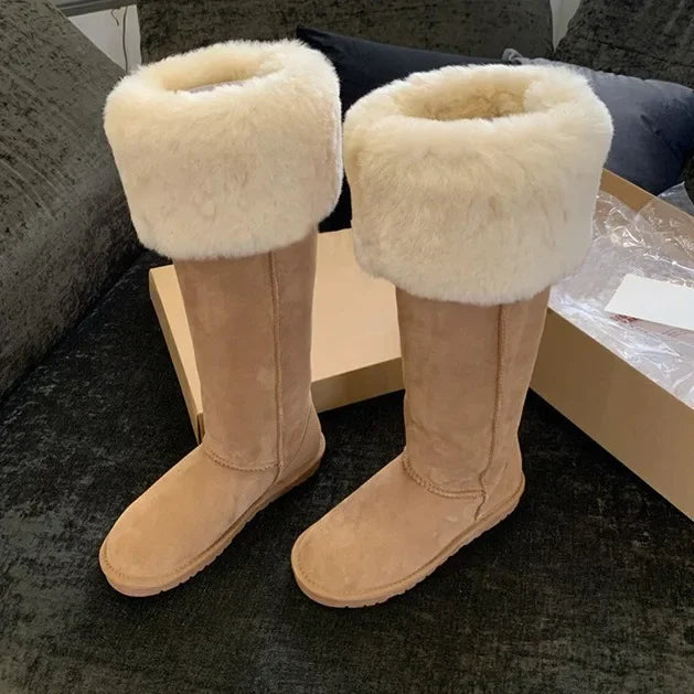 Elegante vinterstøvler i semsket skinn med plysjfôr
