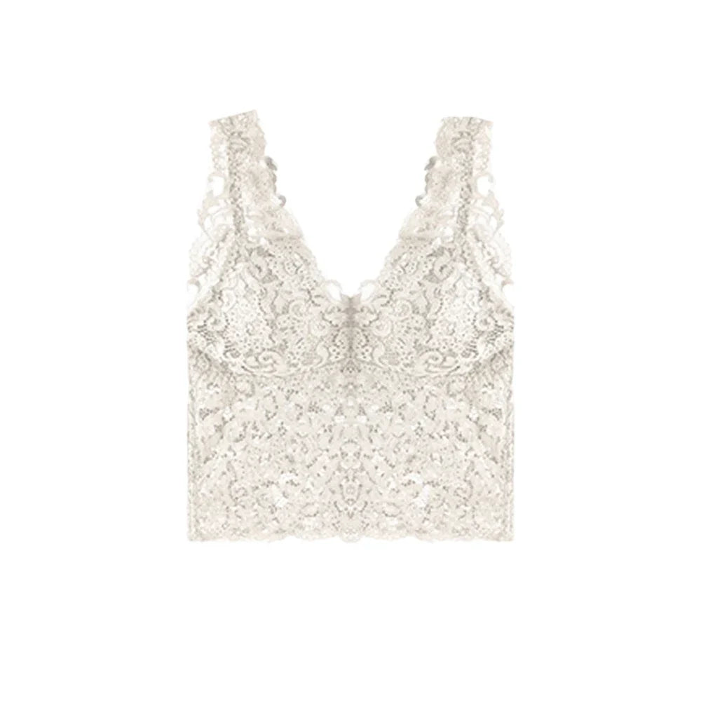 Blonde Camitopp til Dame – V-Hals Crop Top med Innebygde Brystinnlegg