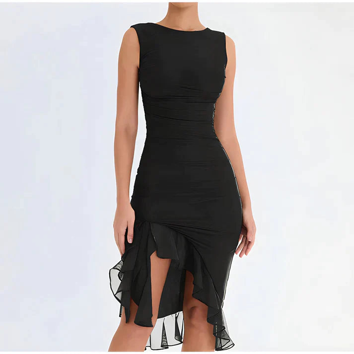 Elegant bodycon-kjole med volanger