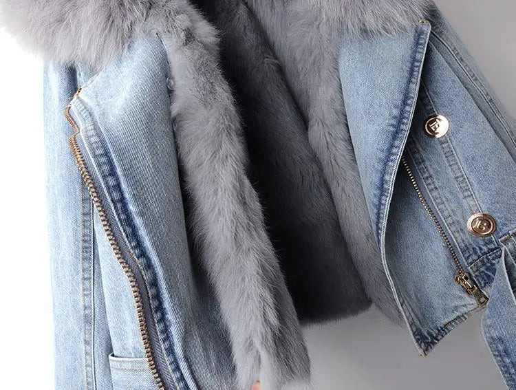 Jackie™️ | Elegance Denim & Fur Jacket