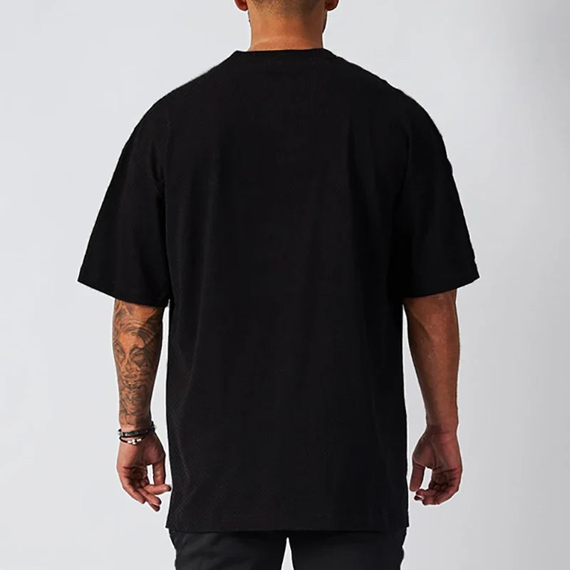 Oversized Trenings-T-skjorte for Menn – Pustende Mesh Stoff | Hurtigtørkende Løs Gym T-skjorte til Trening og Fitness