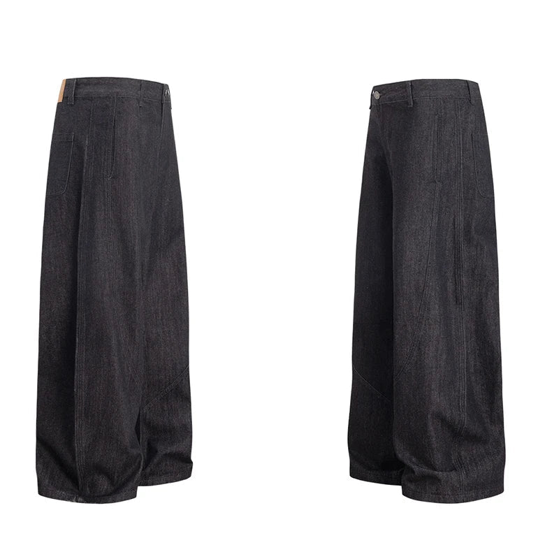 Unisex Wide Leg Jeans – Amerikansk Stil med Buet “Knife Cut”-Design | Trendy Løse Denim Bukser i High Street Look
